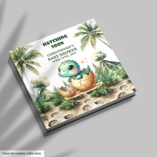Watercolor Hatching Soon Dinosaur Guest Book