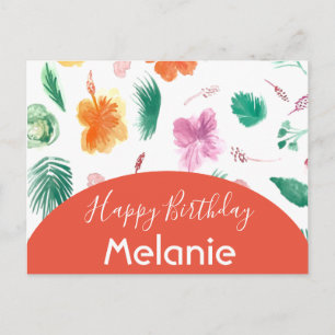 Watercolor Hawaii Hibiscus Tropical Painting Postcard