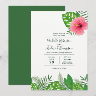 Watercolor Hawaiian Aloha Luau Wedding Invitation
