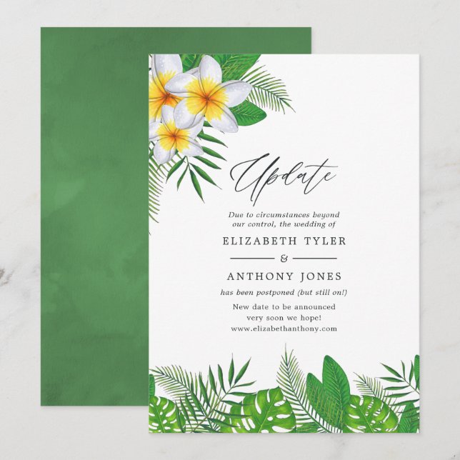 Watercolor Hawaiian Aloha Luau Wedding Update Invitation (Front/Back)