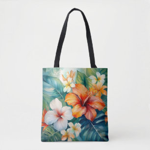 Watercolor Hawaiian Garden Tropical Beach Bag