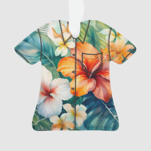 Watercolor Hawaiian Garden Tropical Hibiscus Ornament