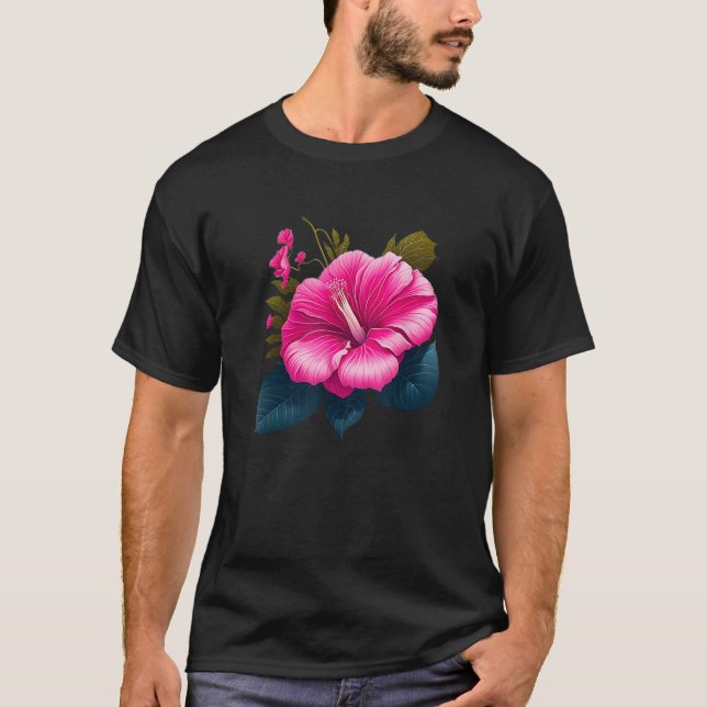 Watercolor Hawaiian Hibiscus Flower Women Men Kids T-Shirt (Front)