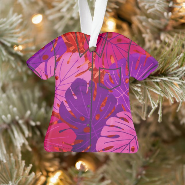 Watercolor Hawaiian Monstera Leaf Aloha Shirt Ornament (Tree)