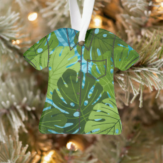Watercolor Hawaiian Monstera Leaf Aloha Shirt Ornament