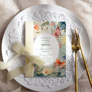 Watercolor He Gives Me Butterflies Bridal Shower Invitation