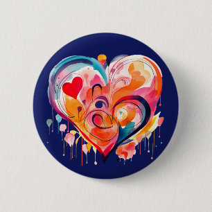 Watercolor Heart 6 Cm Round Badge
