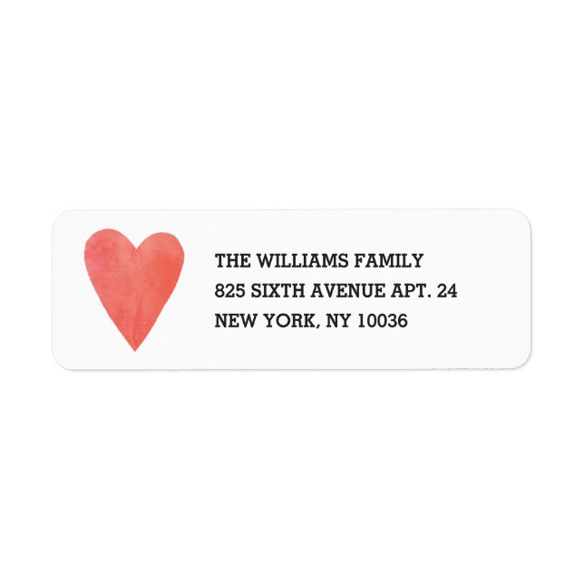 Watercolor Heart Address Label (Front)