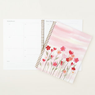 Watercolor Heart and Flowers Planner