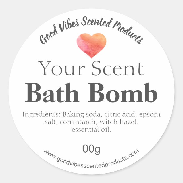 Watercolor Heart Bath Bomb Labels (Front)