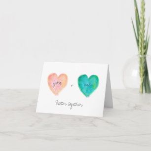 Watercolor Heart Better Together Valentine Love Holiday Card