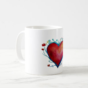Watercolor heart coffee mug