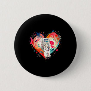 Watercolor Heart Floral Dialysis Nurse Nephrology 6 Cm Round Badge