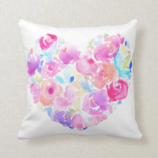 Watercolor Heart. Flower Heart Cushion