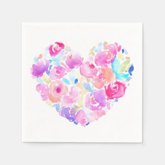 Watercolor Heart. Flower Heart Napkin