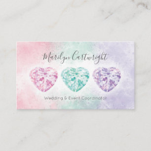 Watercolor Heart Gems Pastel Business Cards