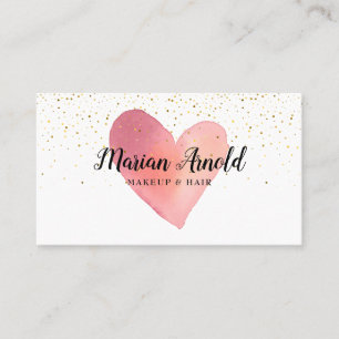 Watercolor Heart Gold Sprinkles Business Card
