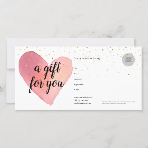 Watercolor Heart Gold Sprinkles Gift Certificate