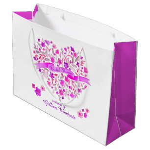 Watercolor heart honouring bride to be gift bag