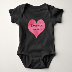 Watercolor Heart I love you mummy Baby Bodysuit