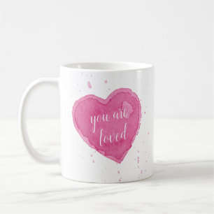 Watercolor Heart Illustration You Are Loved Mug