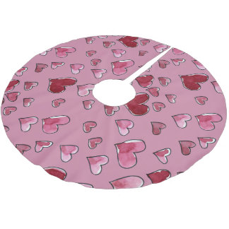 Watercolor Heart in Love Valentine's Day Brushed Polyester Tree Skirt