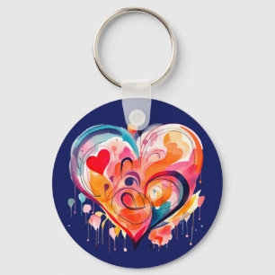 Watercolor Heart Key Ring