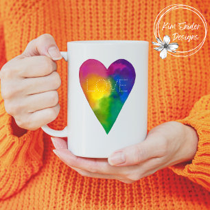 Watercolor Heart "Love" Coffee Mug