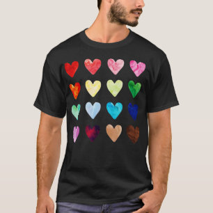 Watercolor Heart Love Valentines Day For Women Gir T-Shirt