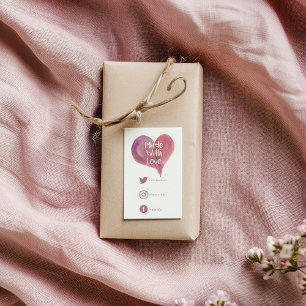 Watercolor heart, made with love social links enclosure card