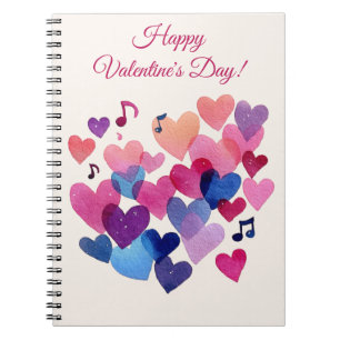 Watercolor Heart Melody Design Notebook