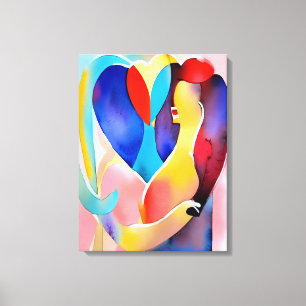 Watercolor Heart of Love Art       Canvas Print