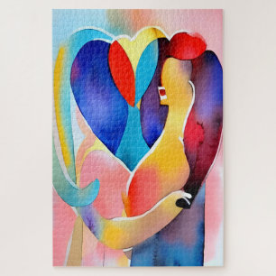 Watercolor Heart of Love Art       Jigsaw Puzzle