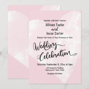 Watercolor Heart on Soft Pink Wedding Celebration Invitation