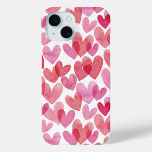 Watercolor Heart Pattern iPhone 15 Case