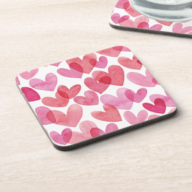 Watercolor Heart Pattern Coaster (Left Side)