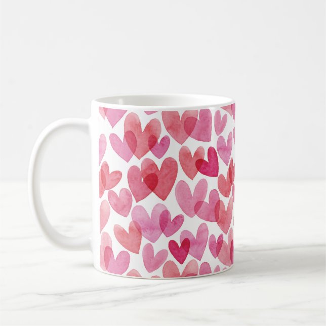 Watercolor Heart Pattern Coffee Mug (Left)
