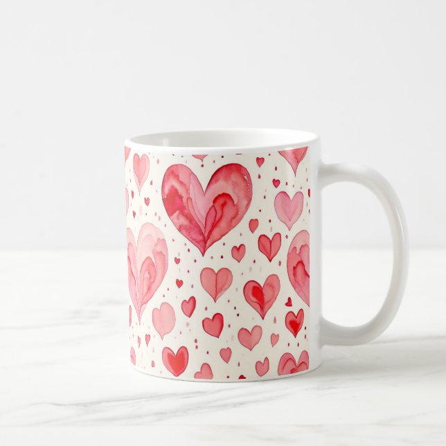Watercolor Heart Pattern  Coffee Mug (Right)
