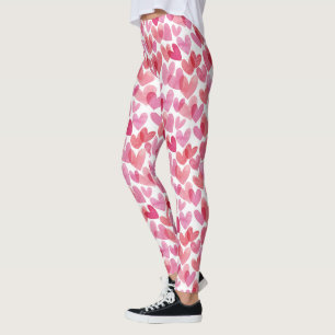Watercolor Heart Pattern Leggings