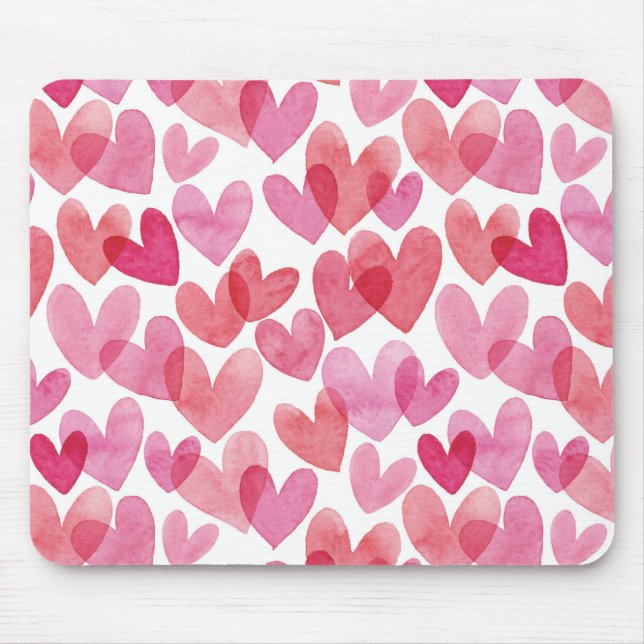 Watercolor Heart Pattern Mouse Mat (Front)