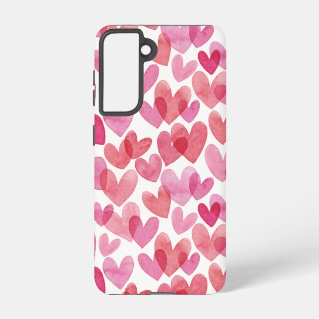 Watercolor Heart Pattern Samsung Galaxy S21 Case (Back)