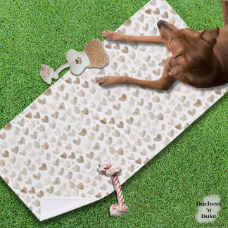 Watercolor Heart Pattern Soft Beige Pet Towel