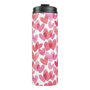 Watercolor Heart Pattern Thermal Tumbler