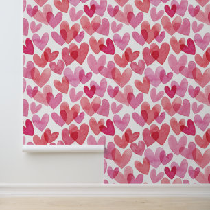 Watercolor Heart Pattern Wallpaper
