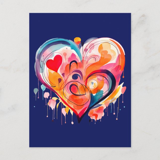 Watercolor Heart Postcard (Front)