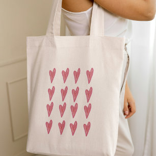 Watercolor Heart Red Pink Valentine Tote Bag