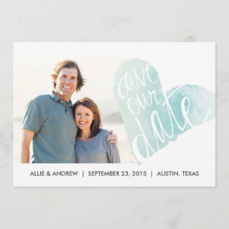 Watercolor Heart Save the Date Announcement