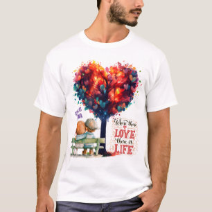 Watercolor Heart Shape Tree Couple Matching Cute T T-Shirt