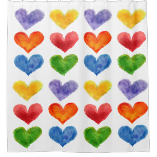 Watercolor Heart Shower Curtain