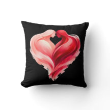 Watercolor Heart Throw Pillow | Pink Red Valentine